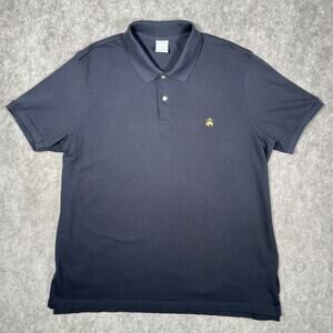 Brooks Brothers Shirt Mens XXL SlimFit Navy Blue Cotton Stretch Performance Polo